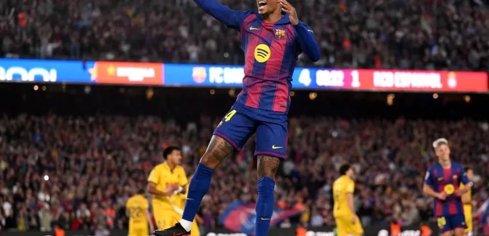 Barcelona player celebrating a goal during match