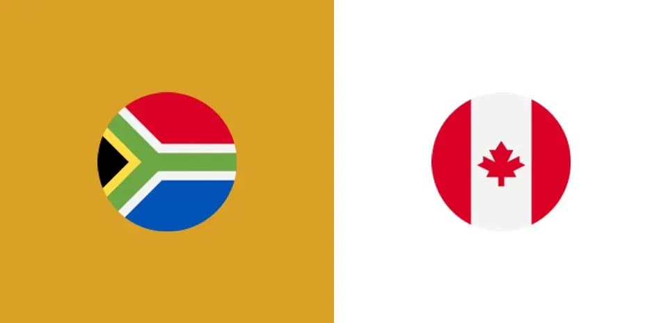 Flags of South Africa and Canada side by side