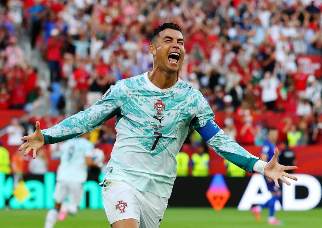 Cristiano Ronaldo celebrating during Portugal match
