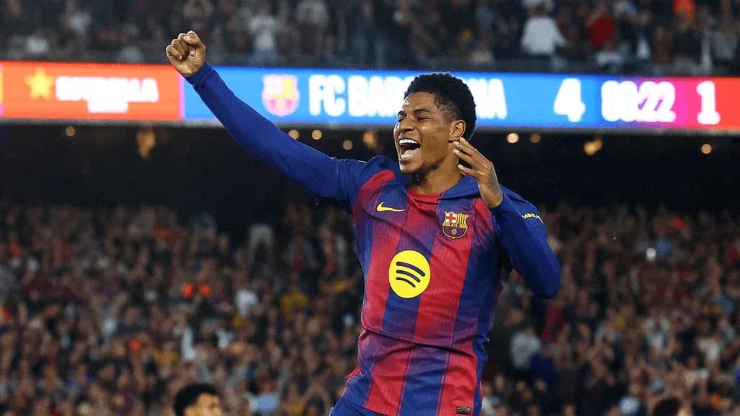 Barcelona player celebrating a goal during match