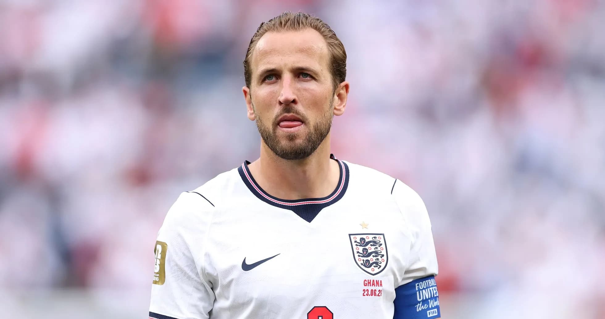 Player in England jersey during match action