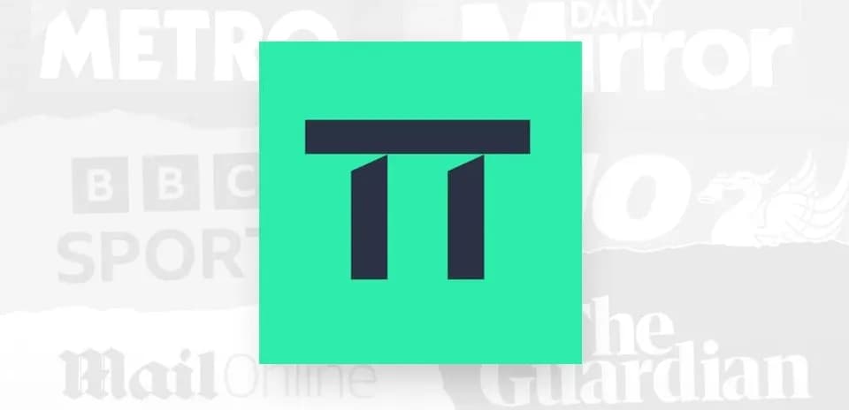 Logo with a stylized 'T' on green background