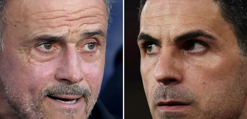 Luis Enrique and Mikel Arteta in profile