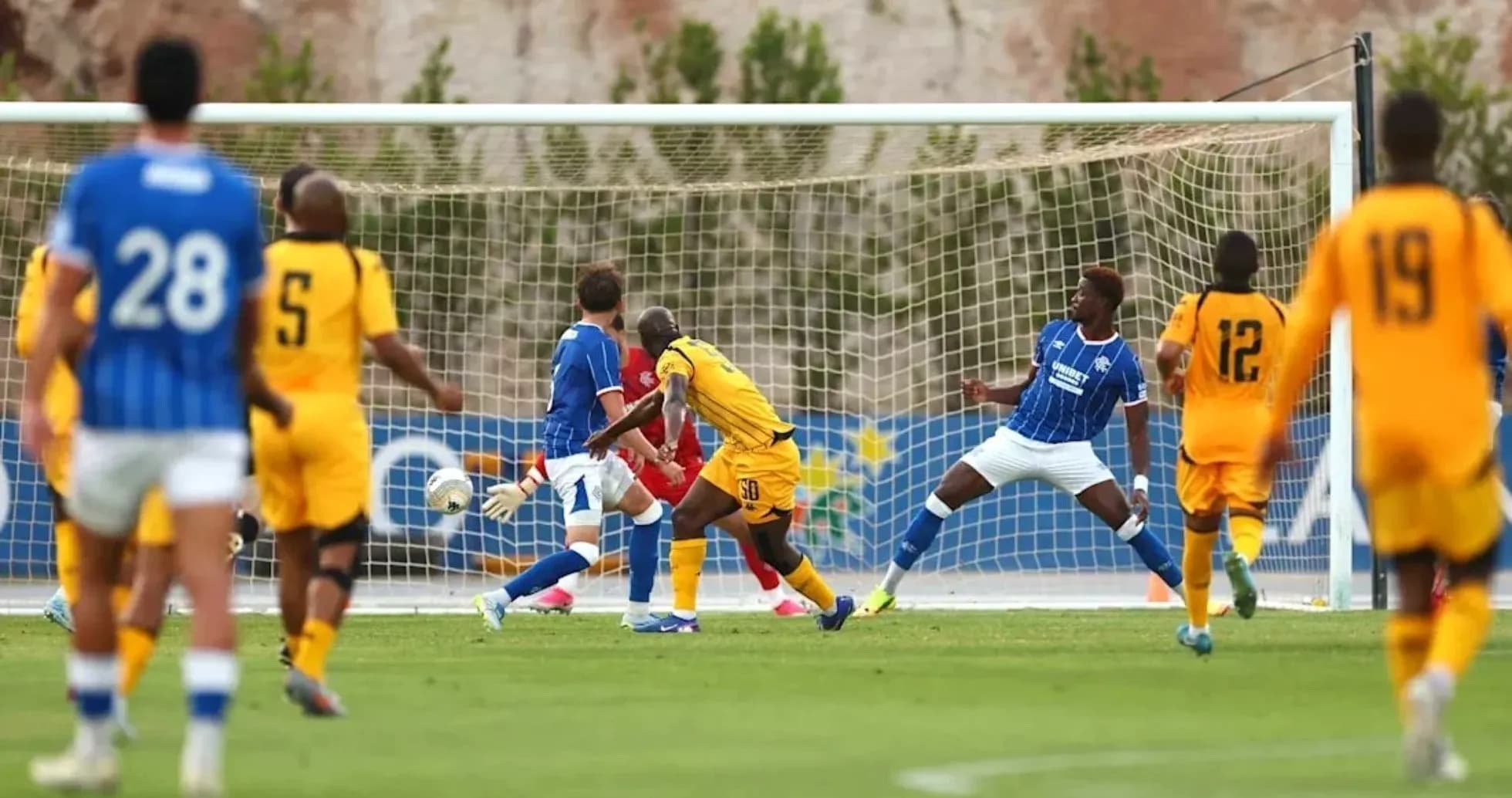 Players in action during a football match
