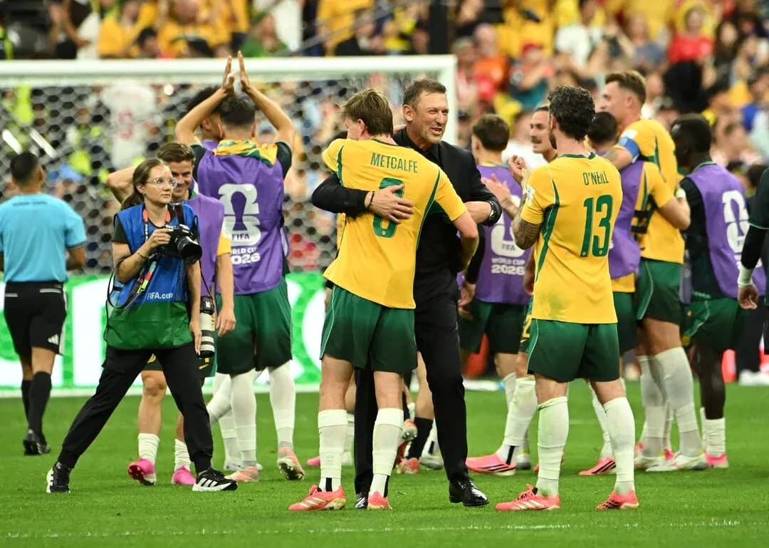 Australia team celebrating after World Cup match