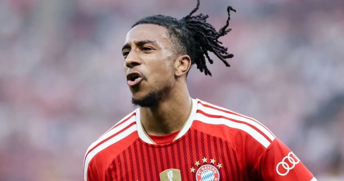 Player celebrating during match in Bayern Munich jersey
