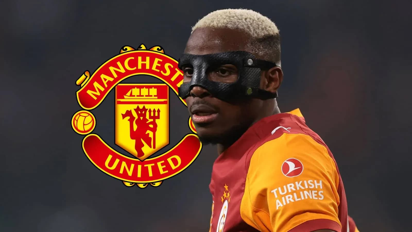Player wearing a mask during match with logo backdrop