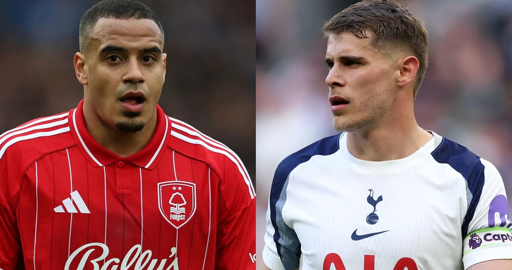 Players from Nottingham Forest and Tottenham during match