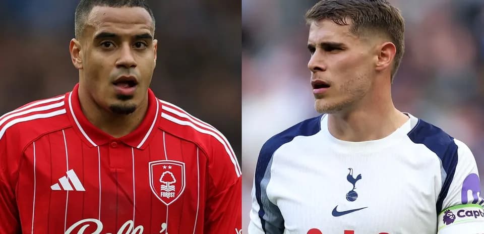 Players from Nottingham Forest and Tottenham during match