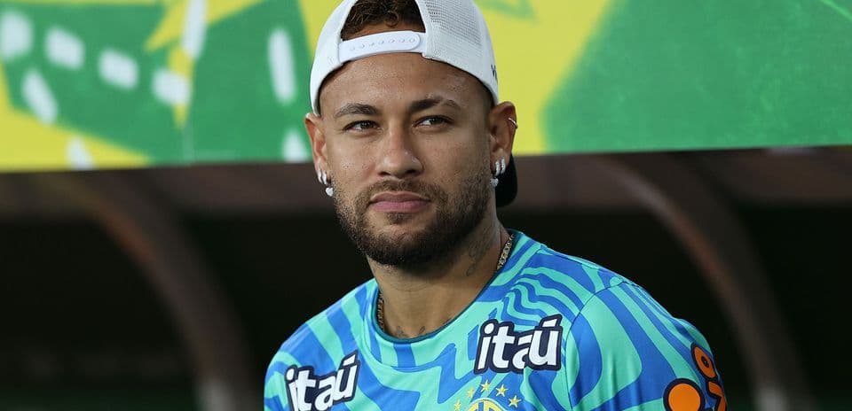 Neymar wearing Brazil training kit on the bench