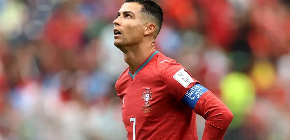 Player looking up during a match for Portugal