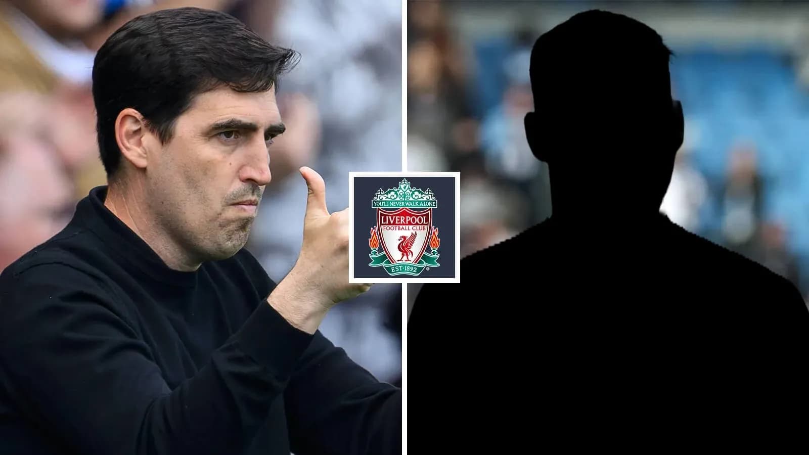 Manager gesturing during match with Liverpool logo