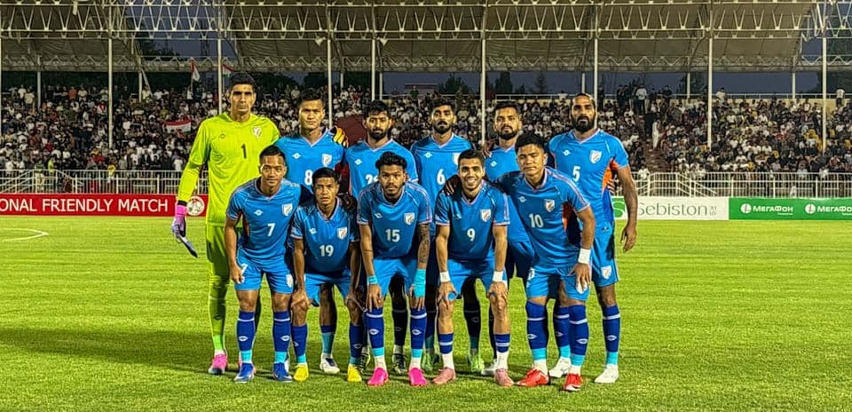 Indian national football team posing for group photo