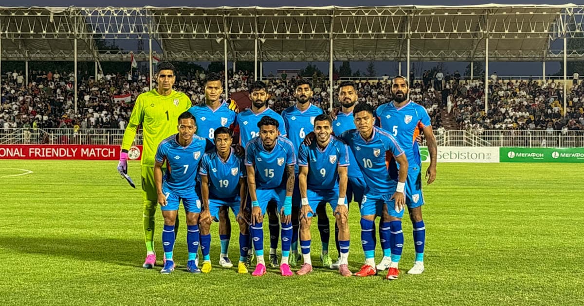 Indian national football team posing for group photo