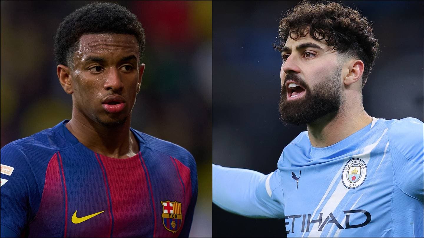 Players from Barcelona and Manchester City in action