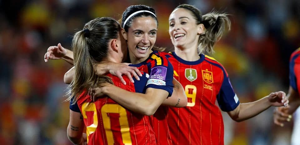 Spanish players celebrating a goal during a match