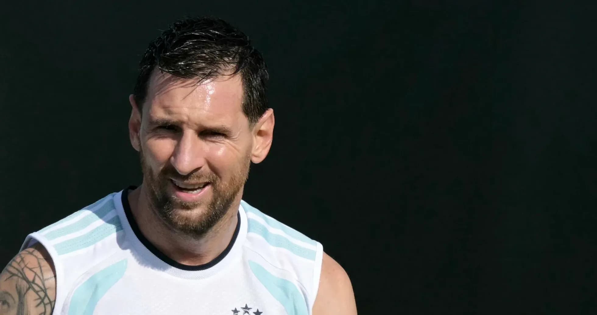 Lionel Messi during training session with Argentina