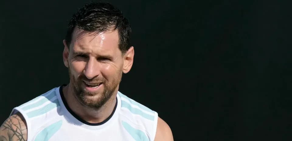 Lionel Messi during training session with Argentina