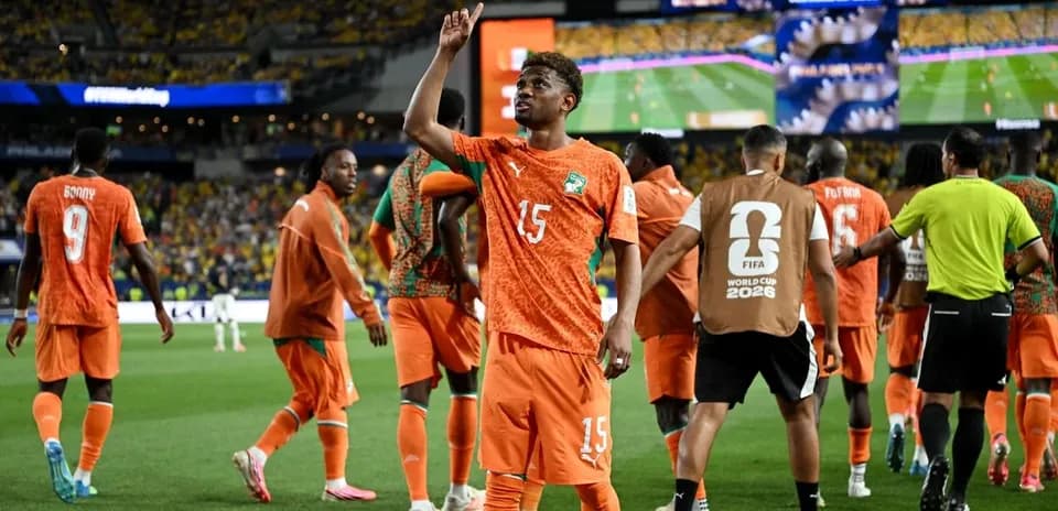 Ivorian player celebrating during World Cup match