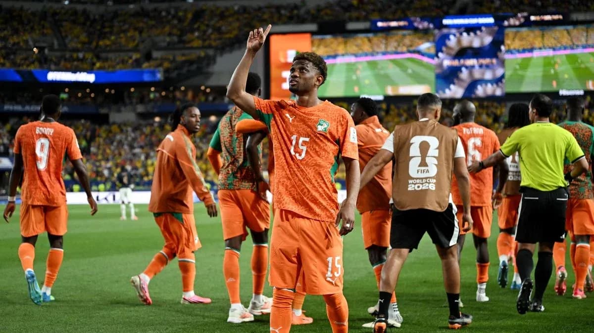Ivorian player celebrating during World Cup match