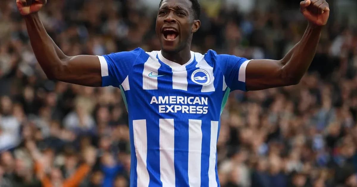 Player celebrating a goal in Brighton kit