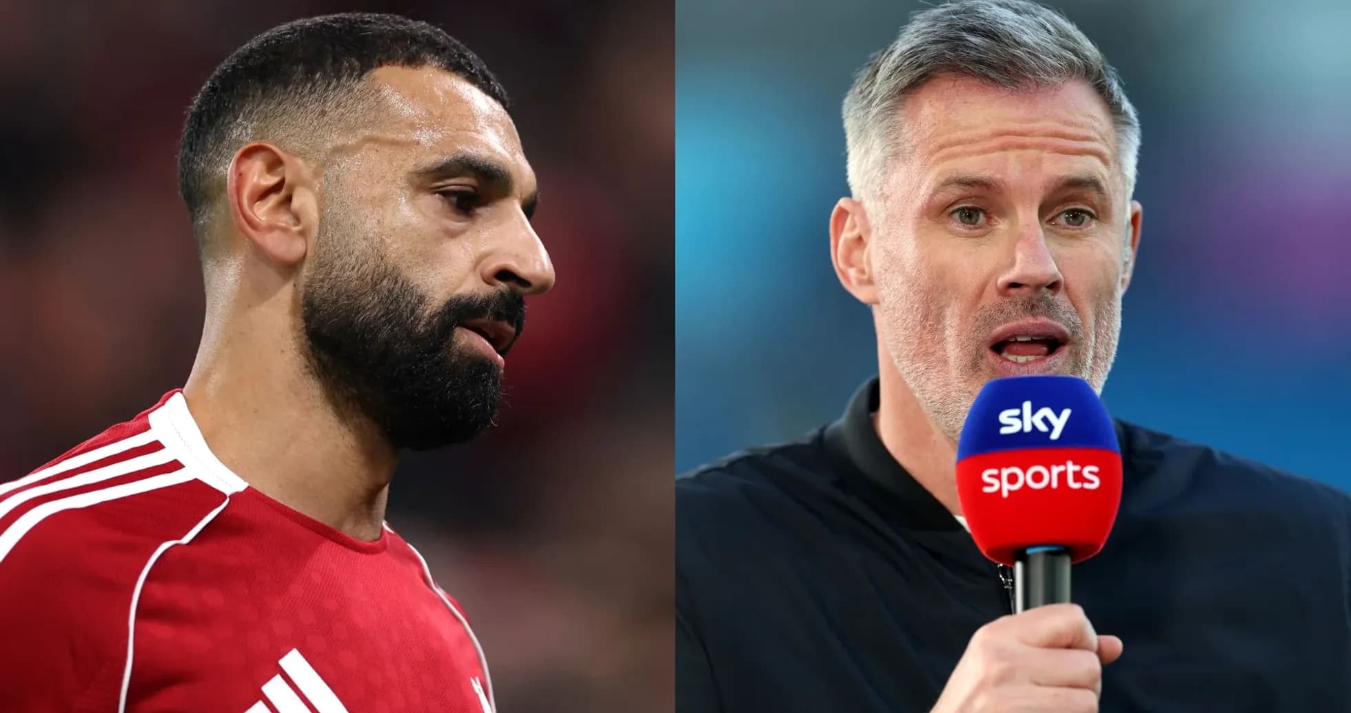 Mohamed Salah and Jamie Carragher during discussion