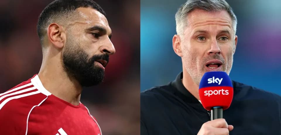 Mohamed Salah and Jamie Carragher during discussion