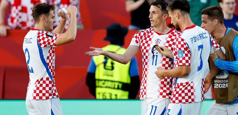 Croatia players celebrating a goal during match