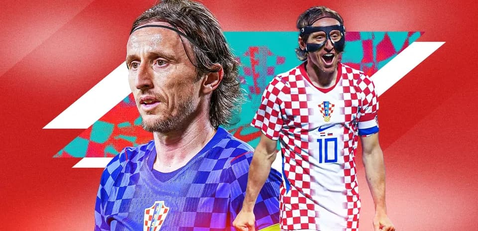 Luka Modrić in Croatia kit celebrating a goal