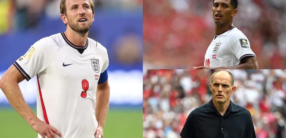 Harry Kane and Jude Bellingham during match, Thomas Tuchel coaching