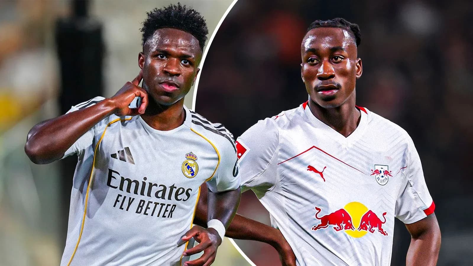 Vinicius Jr. and player from RB Leipzig posing