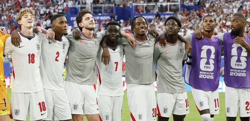 England players celebrating after a match together