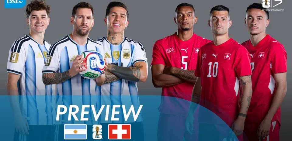 Argentina and Switzerland players posing for quarter-finals preview