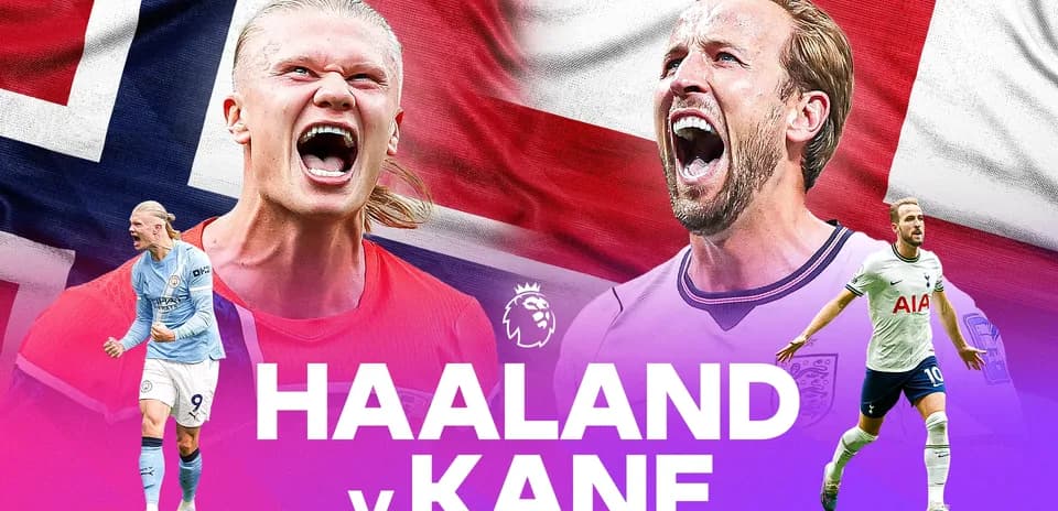Erling Haaland and Harry Kane competing in football