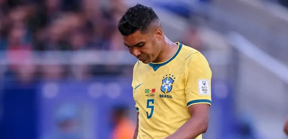 Brazilian player Casemiro walking off the field