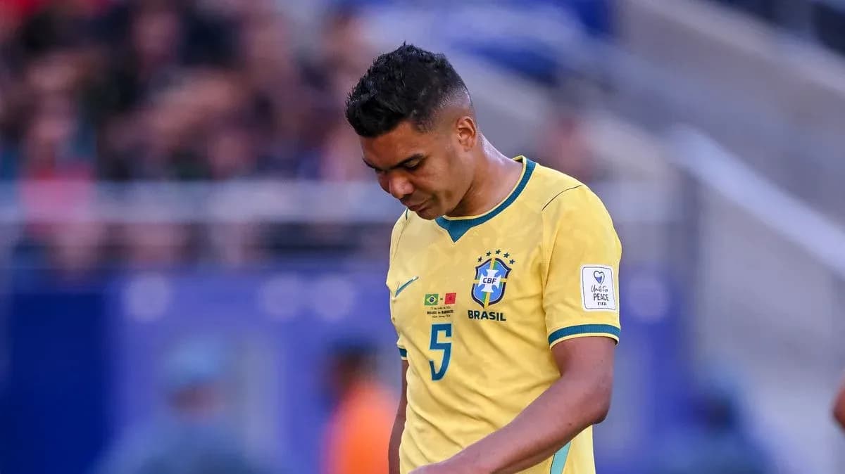 Brazilian player Casemiro walking off the field