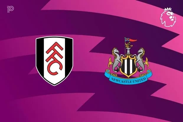 Fulham and Newcastle United team logos on purple background