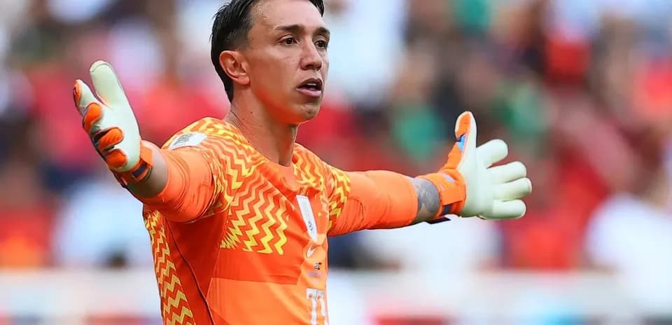 Goalkeeper gesturing during a soccer match