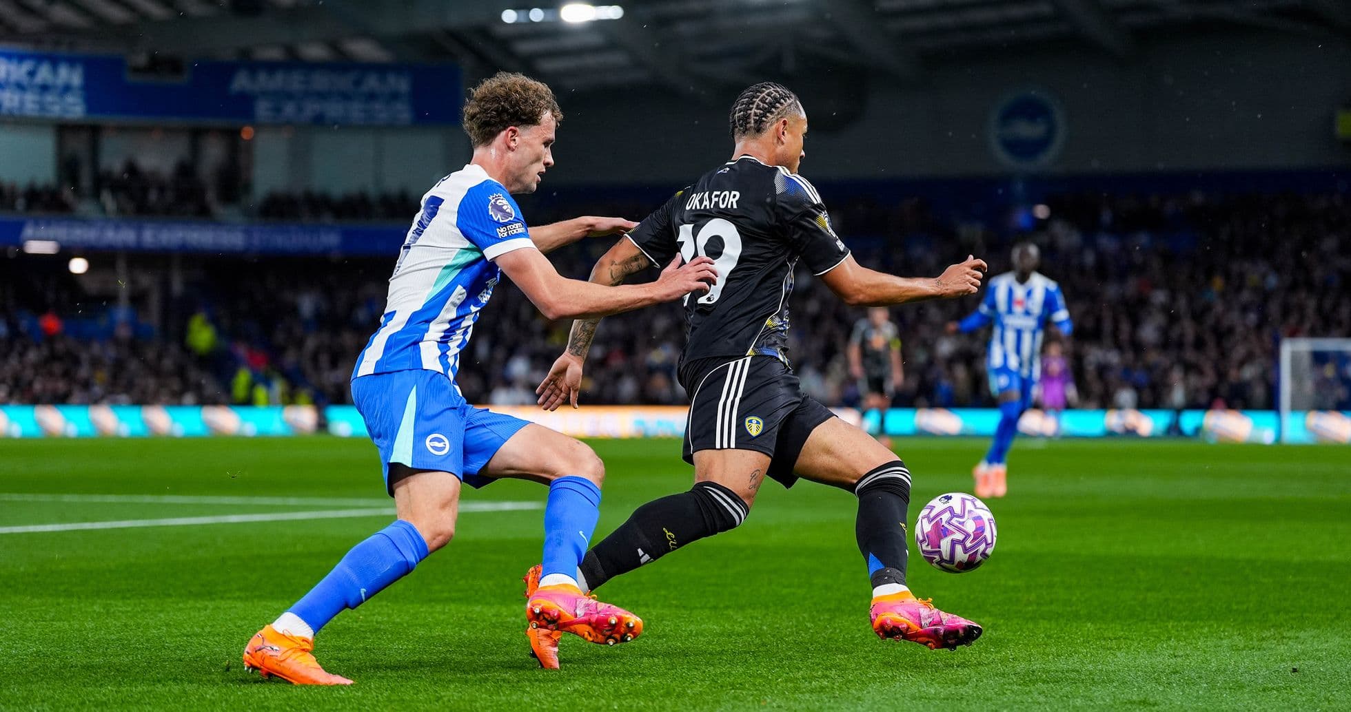 Leeds player in action against Brighton