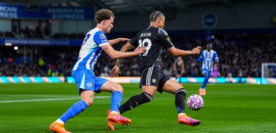 Leeds player in action against Brighton