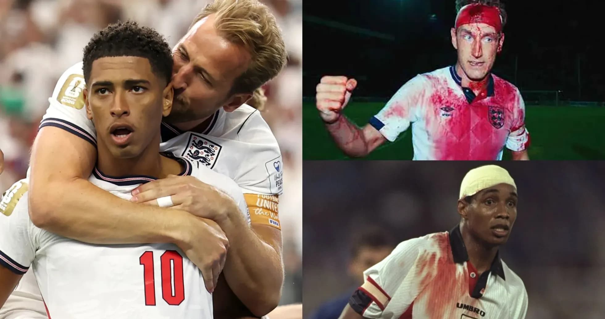 Collage of three football players in action