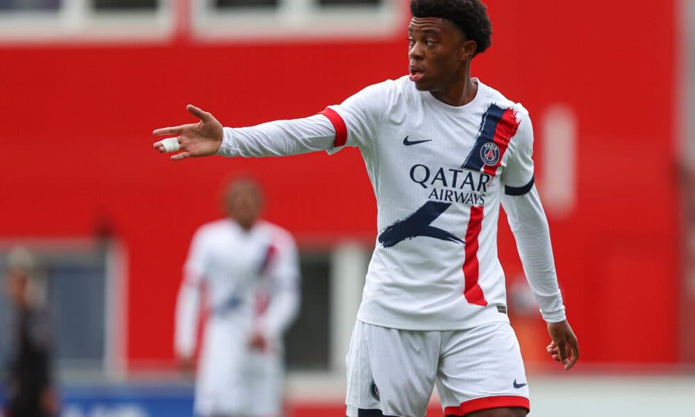 Player gesturing during a match for PSG