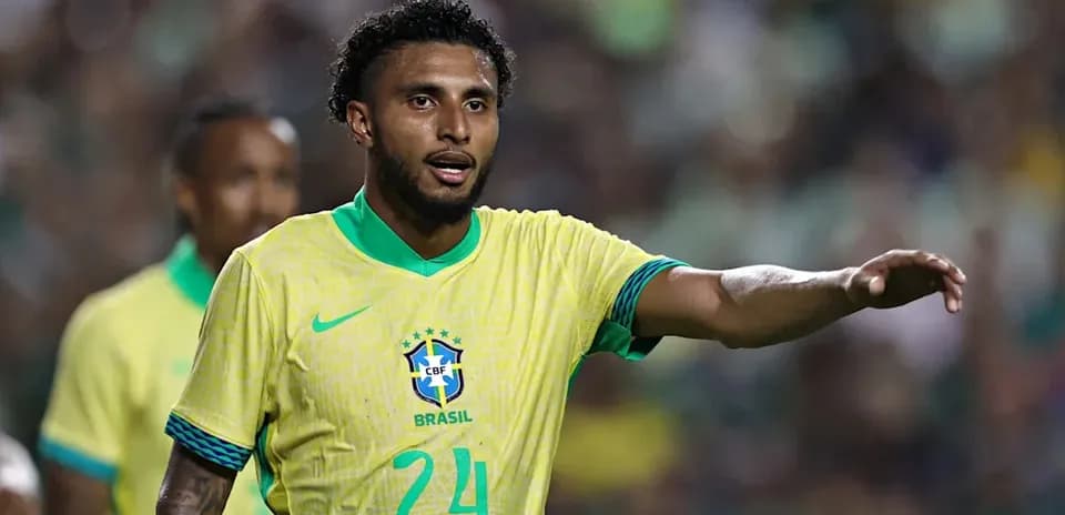 Brazilian player gesturing during a football match