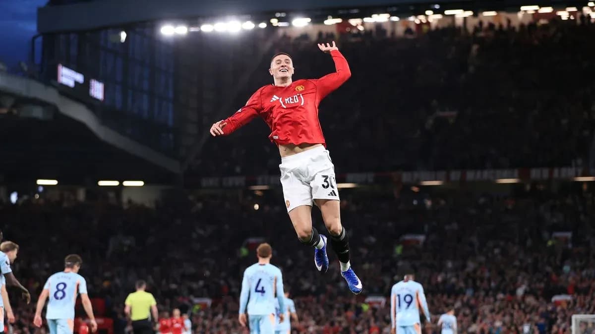 Manchester United player celebrating a goal in match