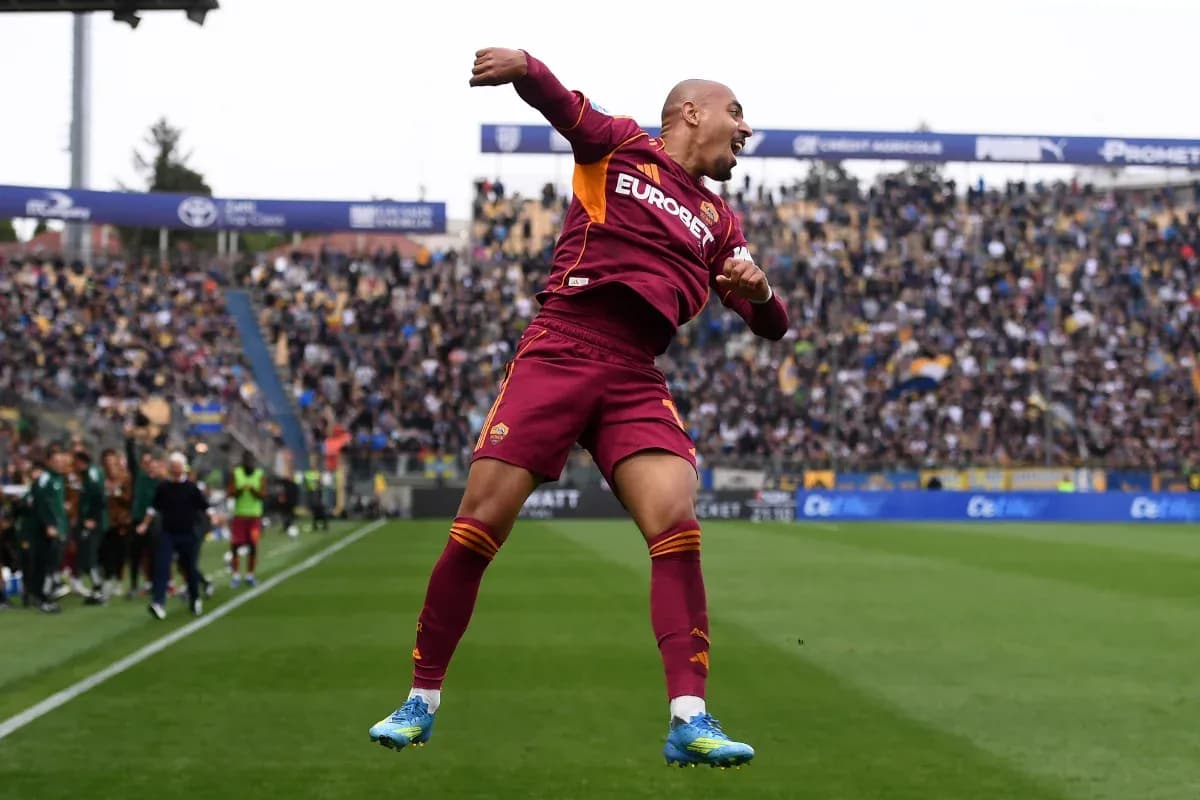 Player celebrating a goal during Parma vs AS Roma