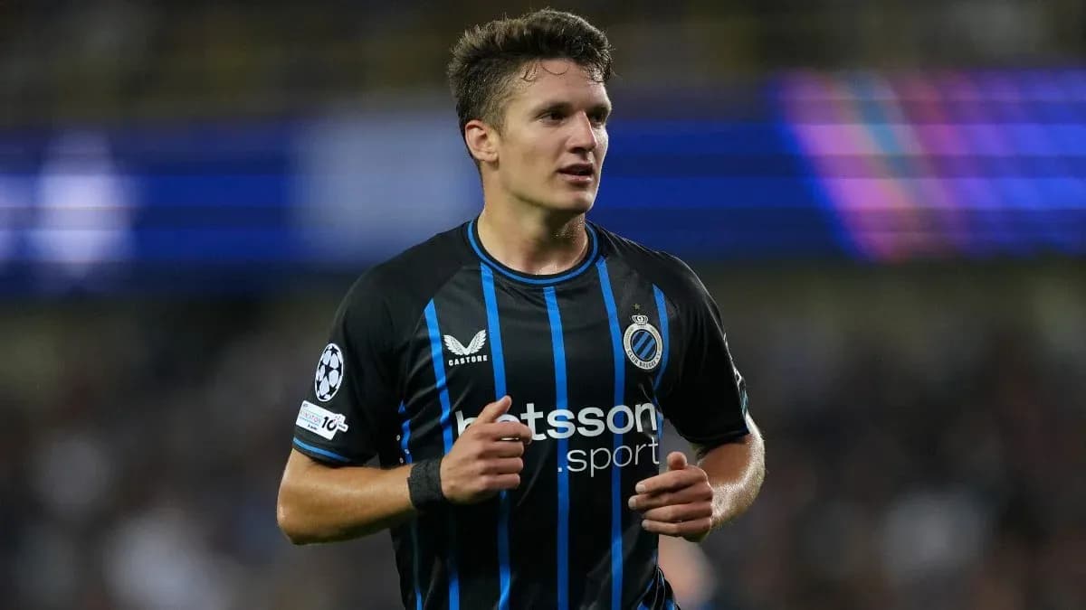 Player in Club Brugge jersey during match action