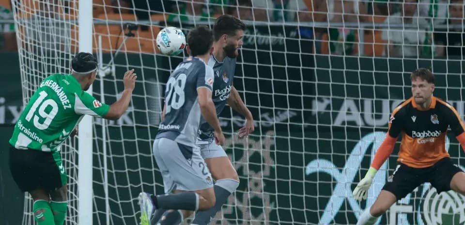 Real Betis player attempting a goal during match