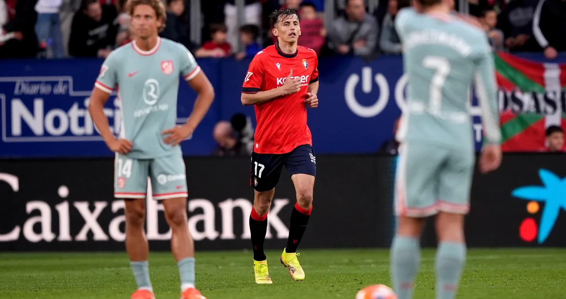 Osasuna player during match against Atletico Madrid