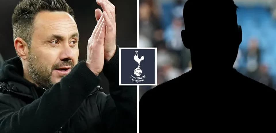 Coach gesturing with hands near Tottenham Hotspur logo