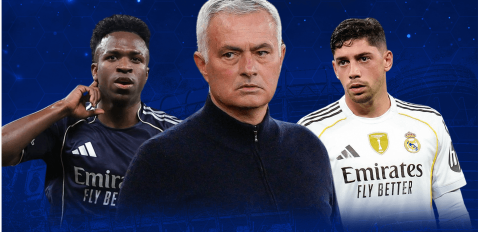 Vinicius Jr., José Mourinho, and Fede Valverde together
